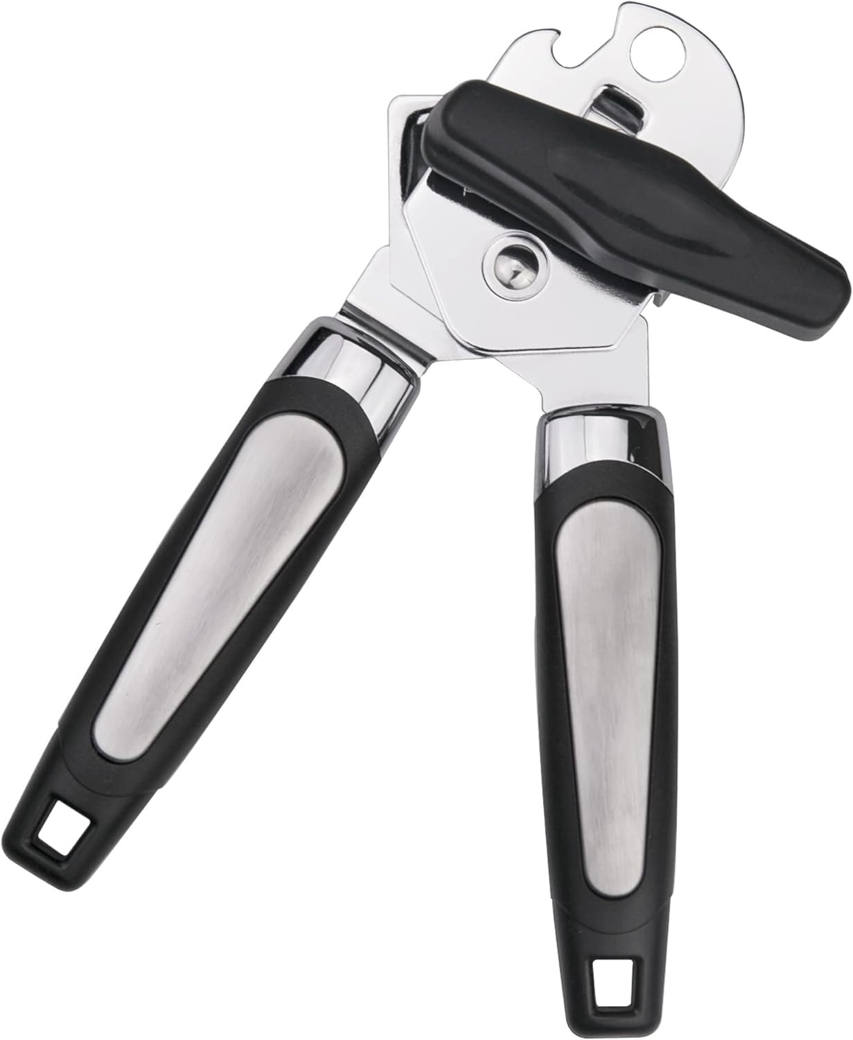 3-in-1 Stainless Steel Can Opener – Smooth Side-Cut, Bottle Opener & Lid Lifter – Easy Grip for Seniors