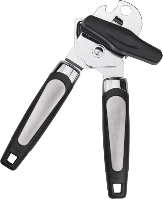 3-in-1 Stainless Steel Can Opener – Smooth Side-Cut, Bottle Opener & Lid Lifter – Easy Grip for Seniors